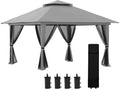 Outsunny Pavillon 4 × 4 m Stabil Winterfest Pop-up Gartenpavillon mit Doppeldach, Gartenzelt, 12,5 kg, 9,5 kg, 392 l, 25 l