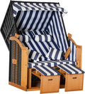 Outsunny Strandkorb Ostsee Volllieger 2-Sitzer Strandkörbe aus Tannenholz, Strandstuhl