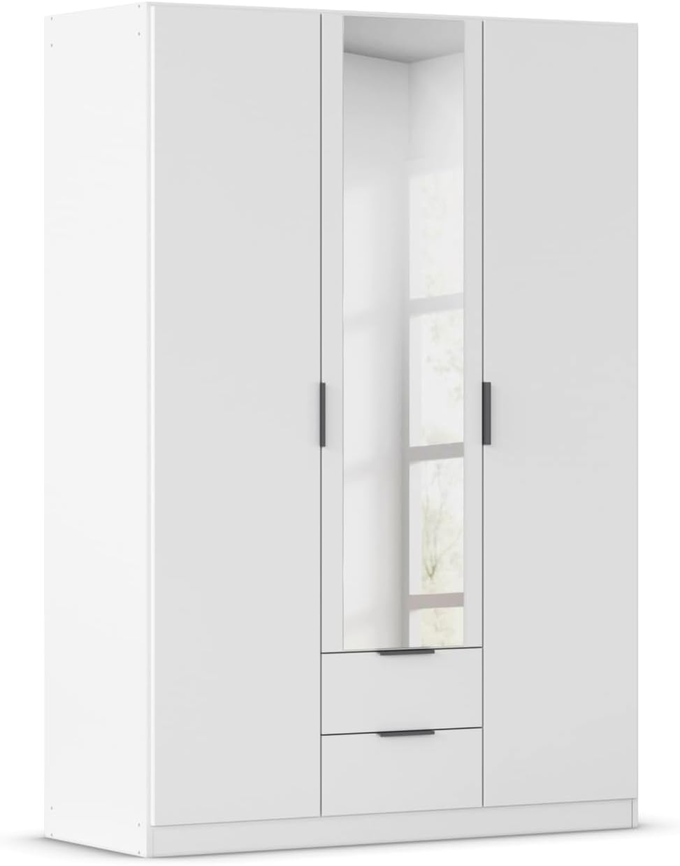 Rauch Möbel Lagoa Kleiderschrank, Jugendzimmer 3-türig mit Spiegel, 2 Schubladen, Breite 136 cm, Garderobe für Schlafzimmer, Kinderzimmer
