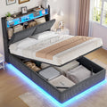 AOGLLATI Bett 90 × 200 mit Hydraulisches Stauraum Jugendbett 90 × 200 mit, Polsterbett, Einzelbett, Schlafzimmer, 300 kg