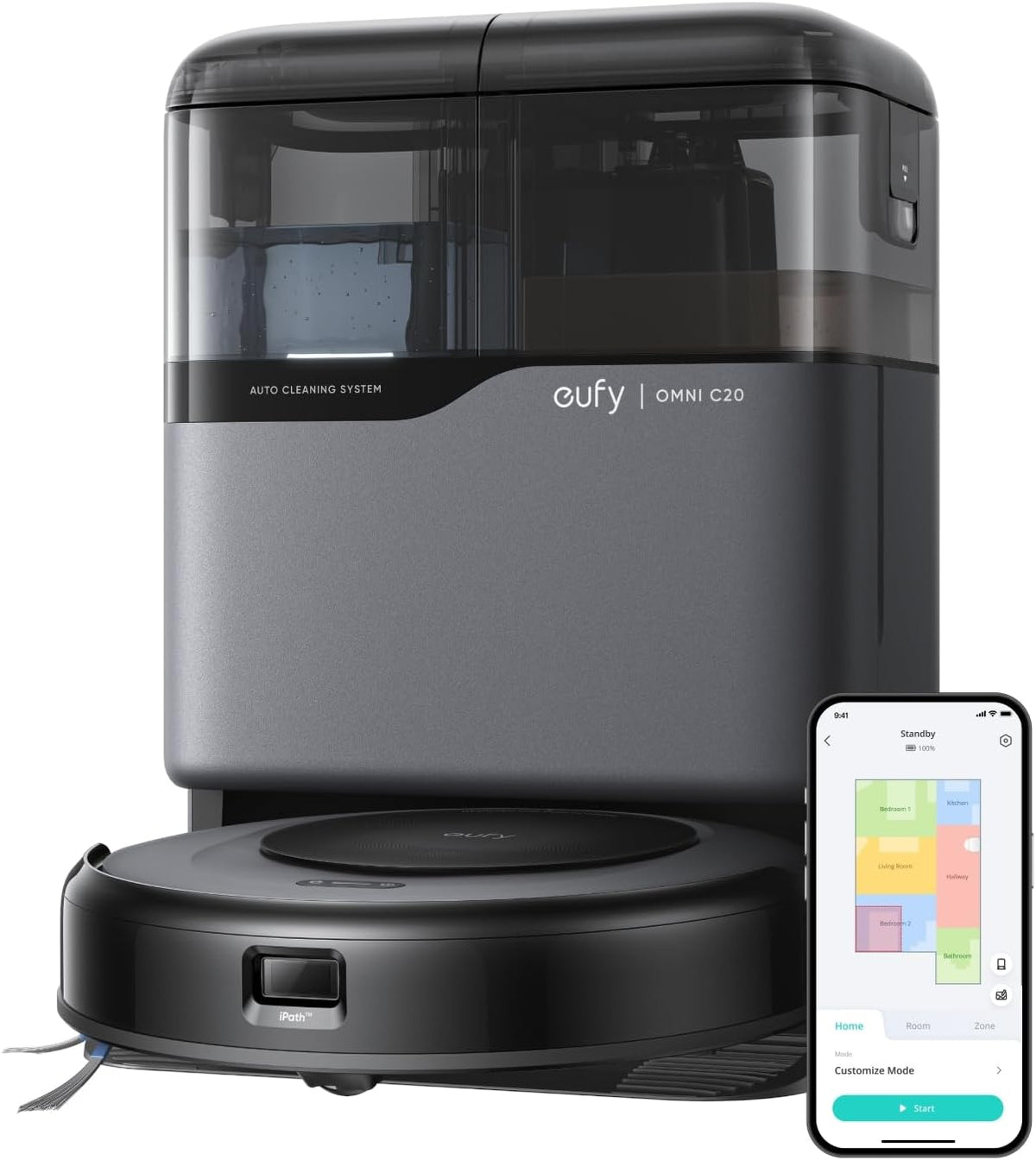 Eufy Saugroboter Omni C20 mit All-in-One-Station, Vollautomatisch, Roboterstaubsauger, 8,5 cm, 185 mm, App