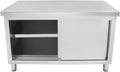 Schrank Arbeits mit Schiebetüren banborba, 120 × 50 × 86 cm, Edelstahltisch für Küche, Freistehend Edelstahlschrank, Küchen Arbeitstisch Schrank