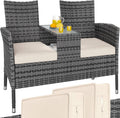 Casaria Gartenbank Sitzbank inkl. Auflagen Wetterfest Polyrattan 320 kg Belastbar Tisch, 9 cm, 30 °C, 80 kg