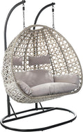 Kobolo Hängekorb Hängesessel, Polyrattan-Hängestuhl, Schaukelstuhl, Terrasse, 192 cm, 115 cm, 220 kg, Grau