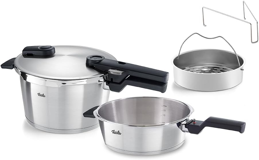 Fissler Vitaquick Premium/Schnellkochtopf-Set 2-teilig, 4,5 l, 22 cm, 2,5 l, Edelstahl, Rot