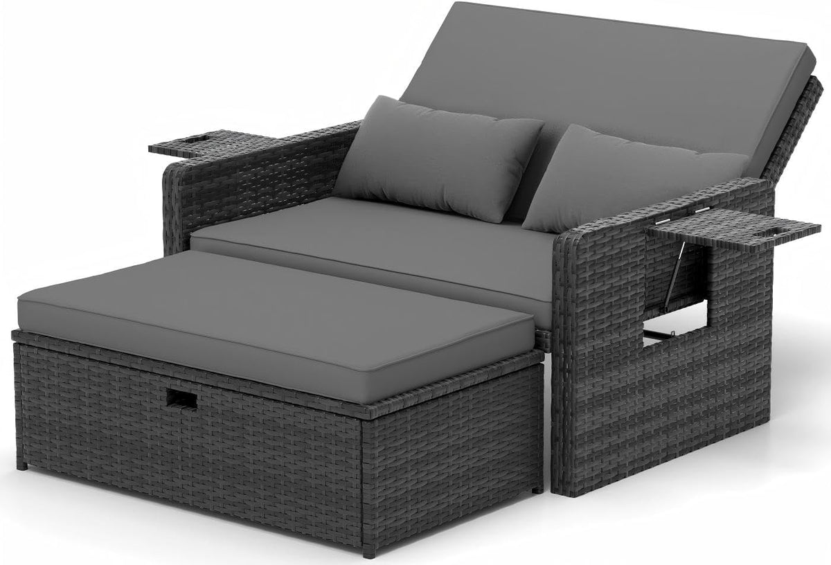 UDPATIO Rattan Lounge Möbel Outdoor, Sofa, Gartensofa, 26.5 CM