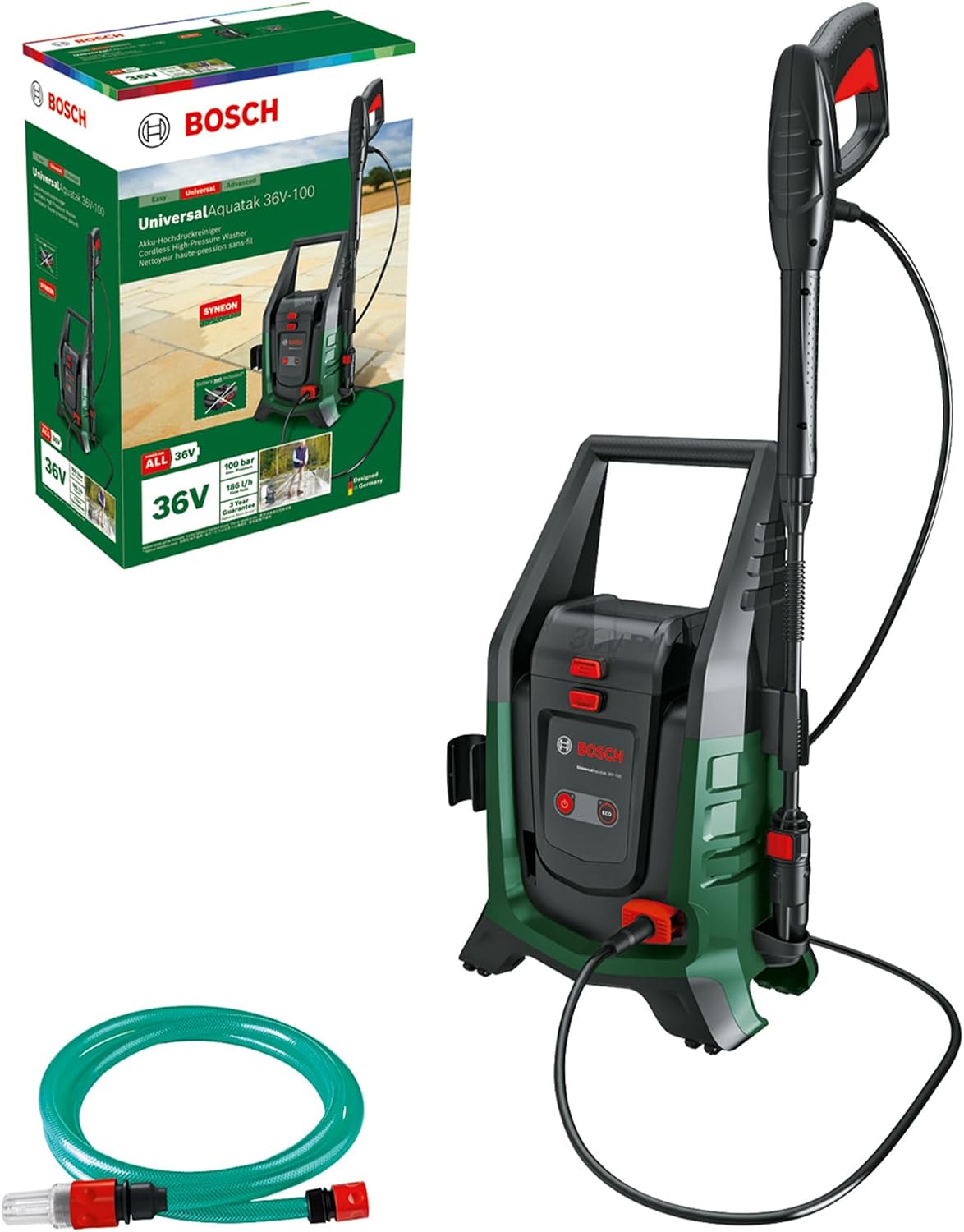 Bosch Akku-Hochdruckreiniger UniversalAquatak 36 V-100 (ohne Akku/Ladegerät), 4 m, 450 ml, 0,5 m