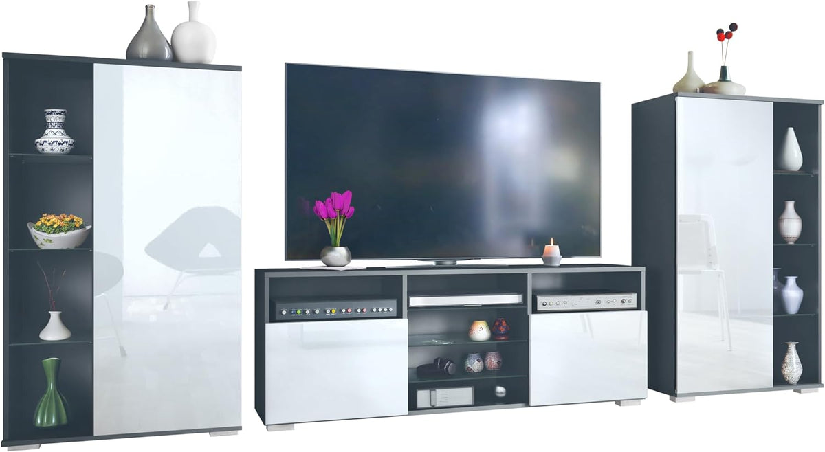 Vladon Wohnwand Davos, TV-Schrank, Fernsehschrank, 35 cm, 34 cm, 31,5 cm