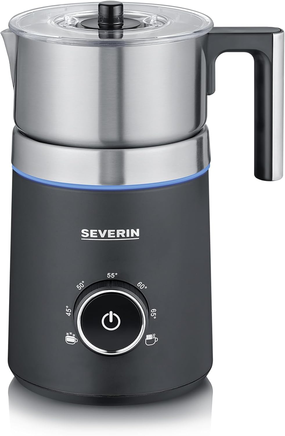 SEVERIN SPUMA 700 Induktions-Milchaufschäumer, 45–65 °C, 700 ml, LED, Edelstahl, Schwarz