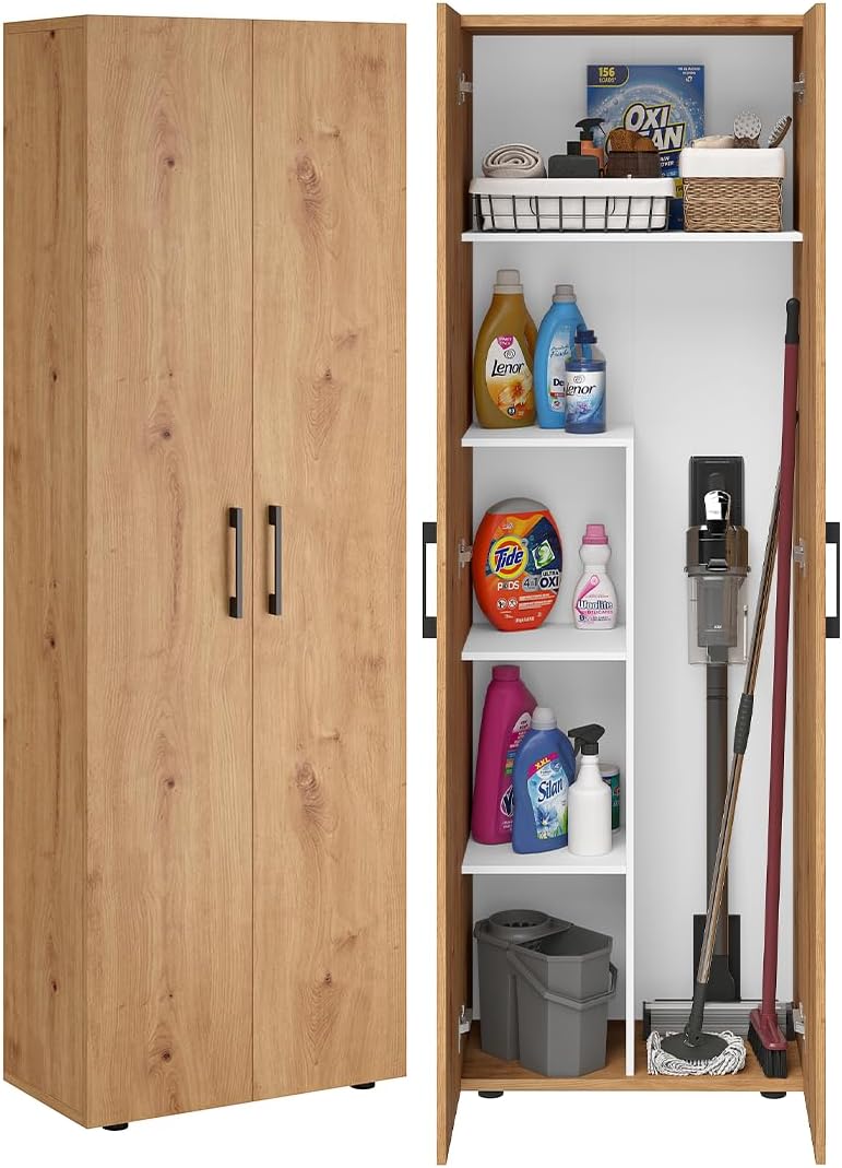 Bellamio Apol Besenschrank, Staubsauger, Mehrzweckschrank, Büro, 60 cm