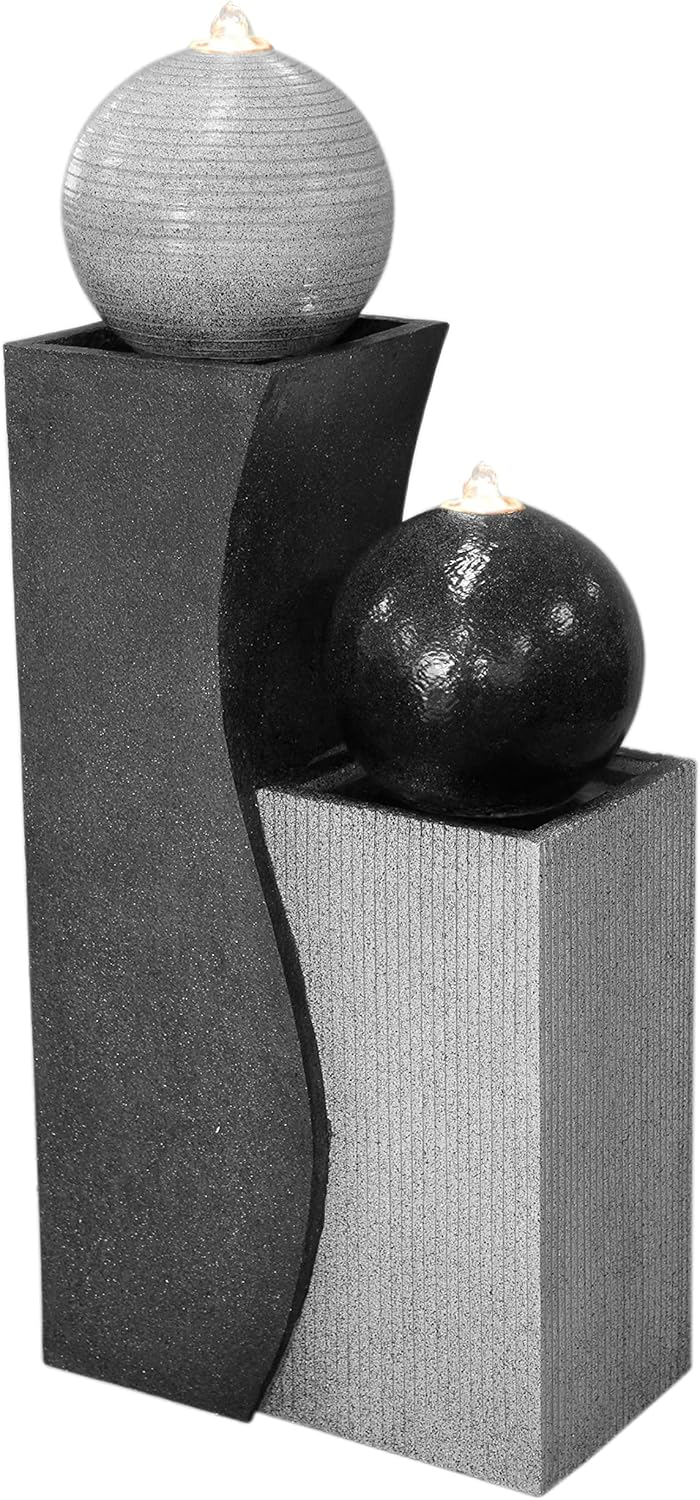 Dehner Gartenbrunnen Ying Yang mit LED Beleuchtung, Praktisch, 10 m, 18 kg, 7 W