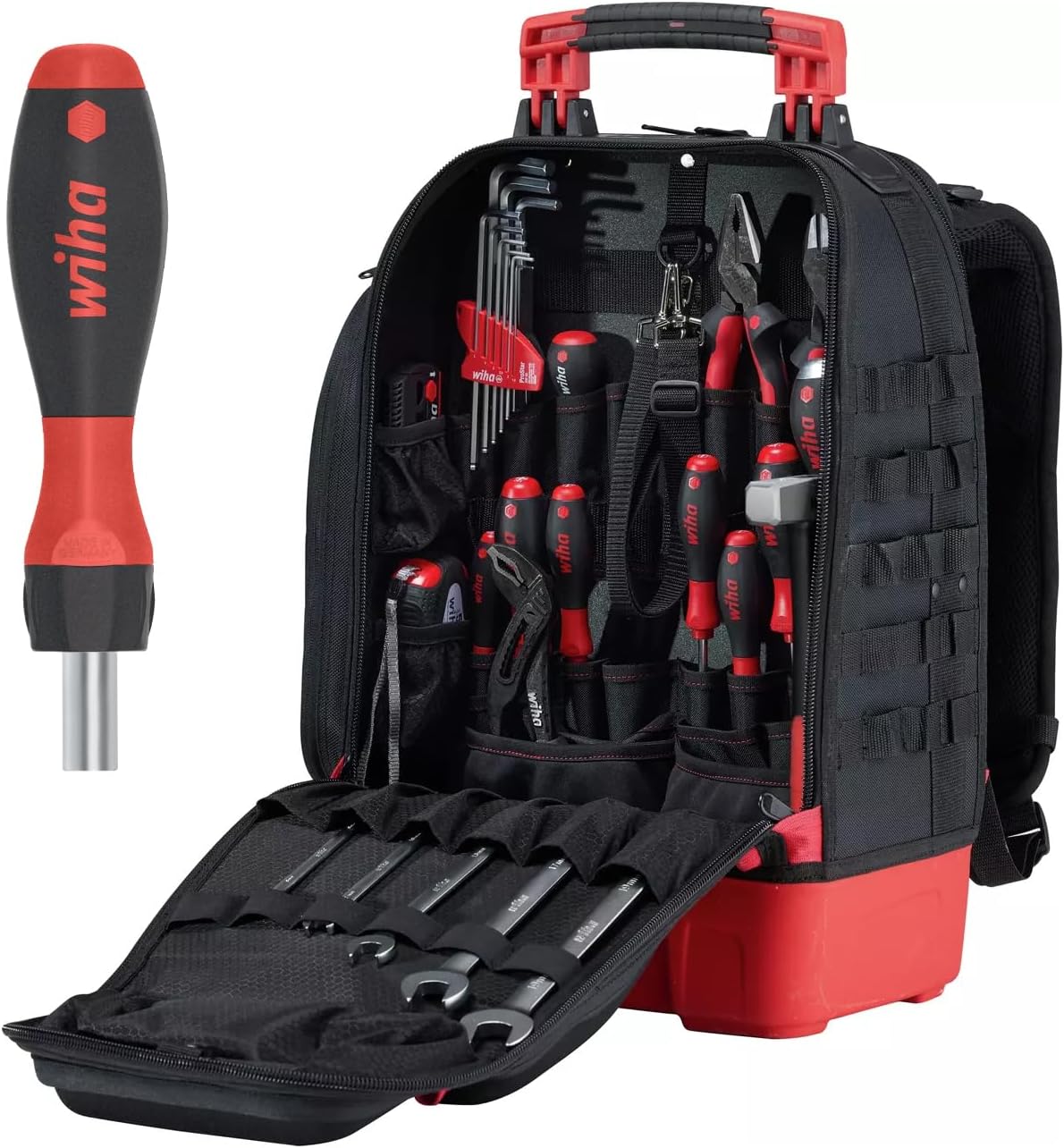 Wiha Mechaniker Werkzeugrucksack 41-tlg. I mit Mechaniker Grundausstattung I stabiler, 16 Zoll