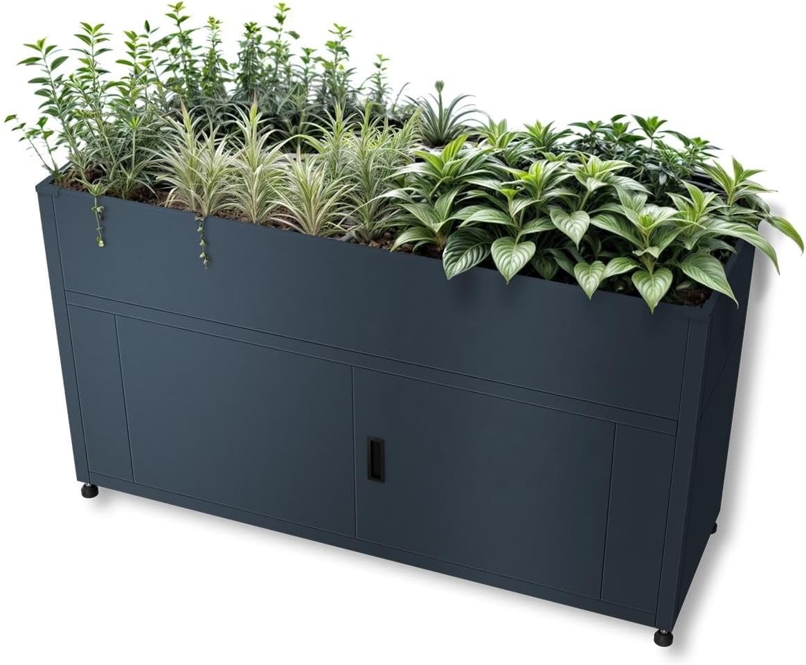 Metzler Hochbeet für den Garten mit Stauraum, 85 cm, Edelstahl
