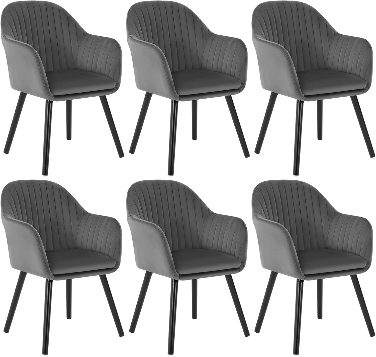 WOLTU Esszimmerstühle 6er Set, Esszimmerstuhl, Küchenstuhl, 81 cm, 42 cm, 65 cm, 150 kg, Massivholz, Schwarz