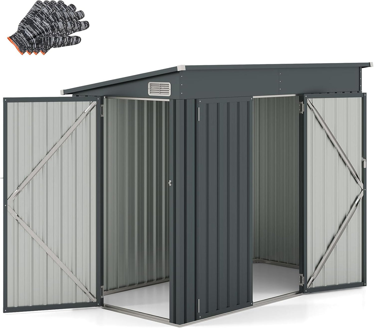 COSTWAY Gartenhaus Metall, 185 cm