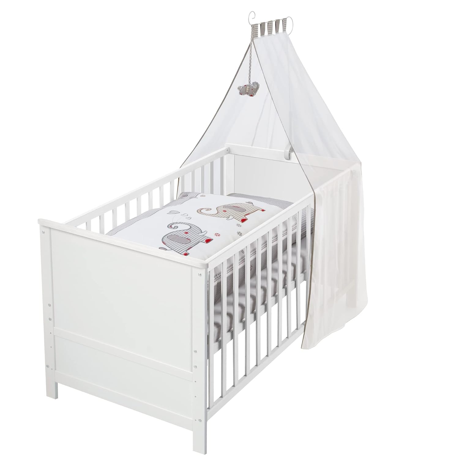 Roba Babybett Set Jumbotwins - 70 × 140 cm - Kinderbett mitwachsend / umbaubar, Kombi-Kinderbett, Komplettbett, 35 kg