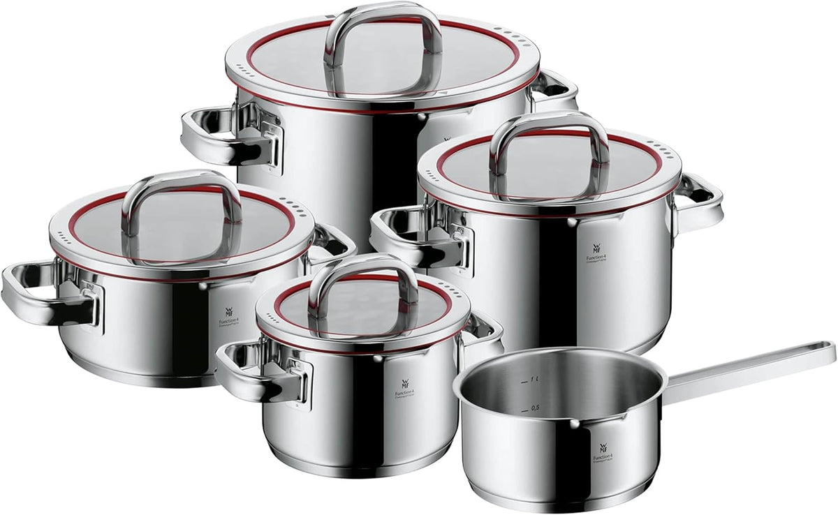 WMF Function 4 Topfset Induktion 5-teilig, 20 cm, 2,5 l, 16 cm, 1,9 l, 24 cm, 250 °C, Edelstahl