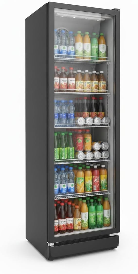 SCHOEPF Kühlschrank, Flaschenkühlschrank, Getränkekühlschrank, LED-Beleuchtung, Thermostat