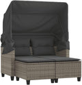 VidaXL Gartensofa 2-Sitzer mit Dach Hockern