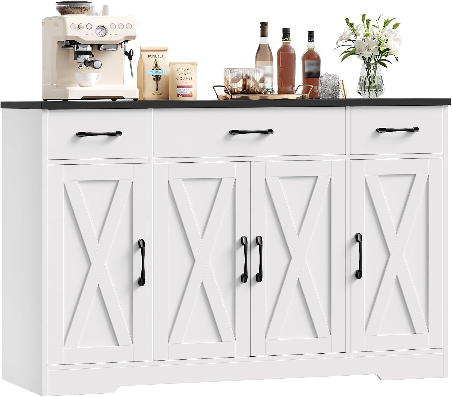 HOCSOK Sideboard, Buffetschrank, Praktisch, 140 cm, Weiß