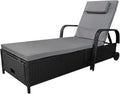 Liege Garten Calma Lux, 200 × 75 × 30-92 cm (Schwarz/Grau), Polyrattan+Metall, Stauraum, Sonnen