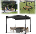 Pavillon Metall Pergola Schiebedach, VA-Cerulean, für Gärten Schwarz, verstellbar