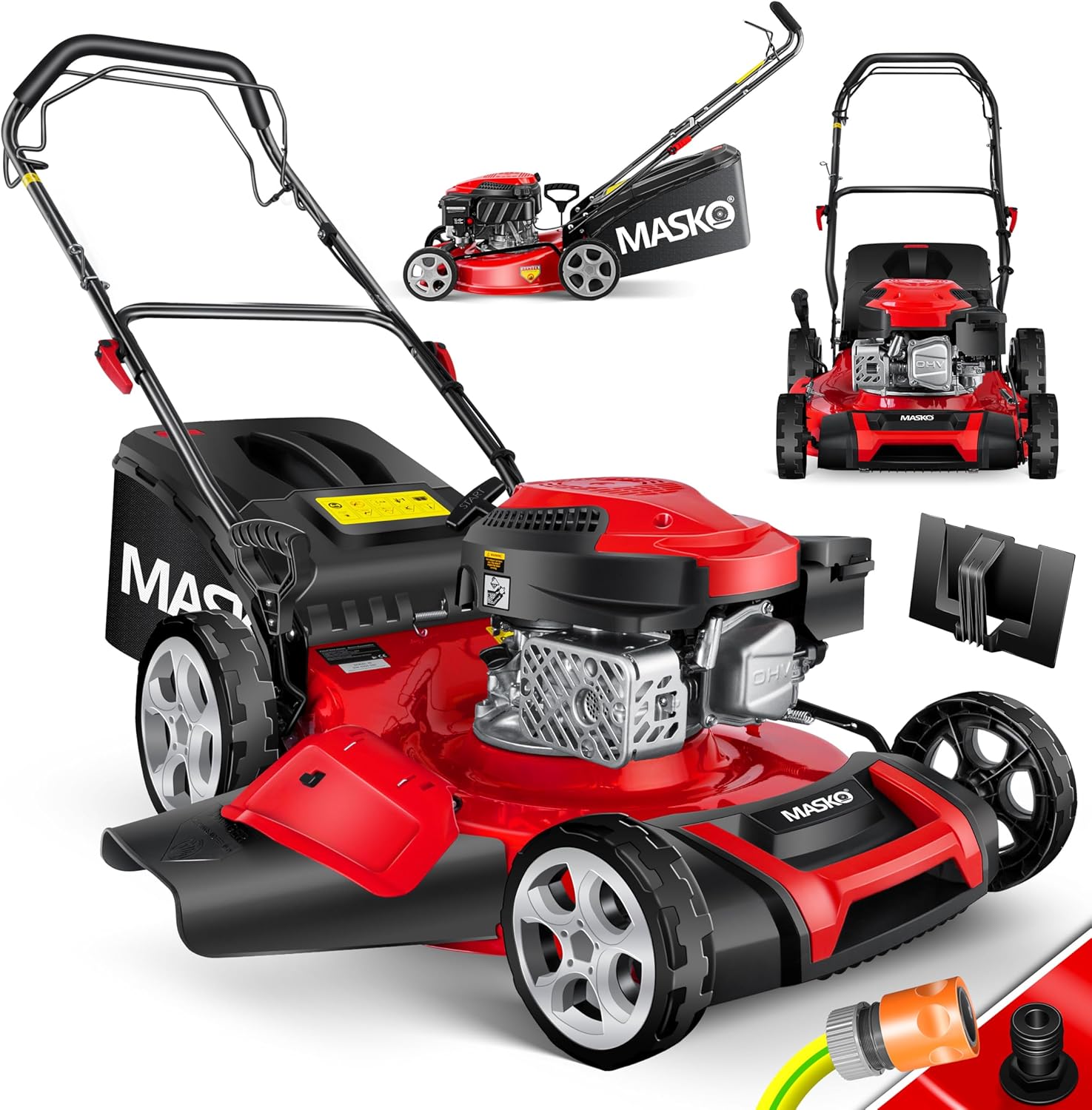 MASKO Benzin Rasenmäher 5in1, 42 cm, 51 cm, 2 kW, 25–75 mm, 4,3 km/h