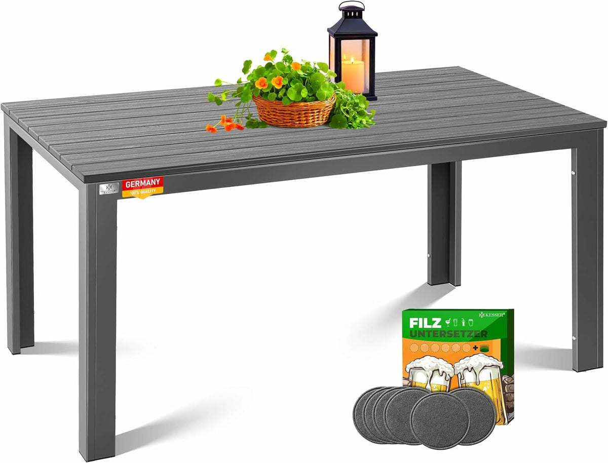 KESSER Gartentisch 156 × 78 cm für bis 6 Personen Esstisch Wetterfest & UV-Beständig, Kunststoff