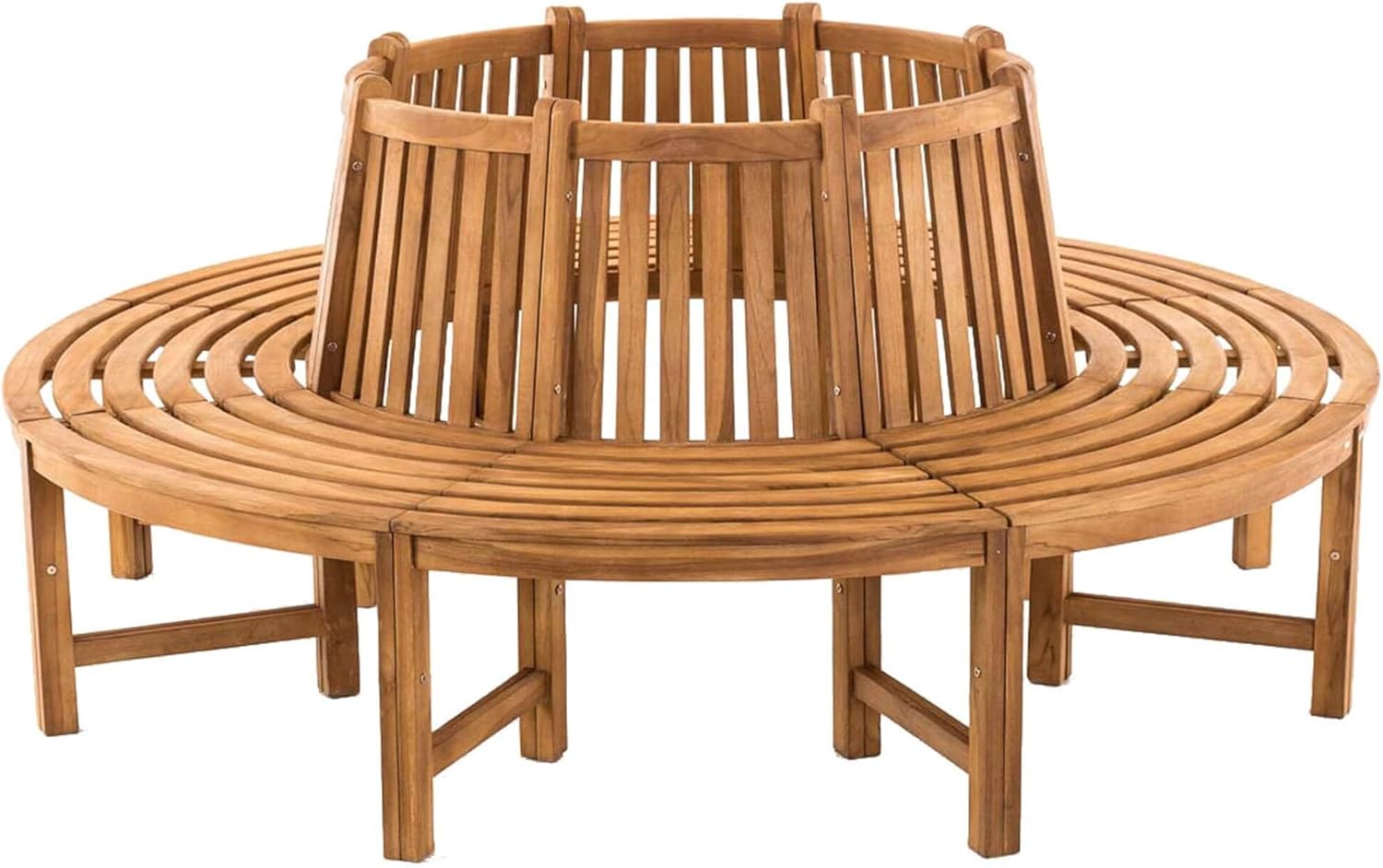 CLP Baumbank Novum I Rundbank mit 8 Sitzplätzen I Naturbelassene Holzbank Mit, 200 cm, 89,5 cm, 45,5 cm
