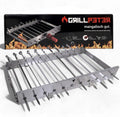 Grillpeter Schaschlik Spießdreher aus Edelstahl, 5 V, 62 cm, 28-38 cm, 200 g, 1,5 mm, 10 mm
