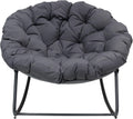FRANK FLECHTWAREN Schaukelsessel Relax aus Metall mit Polsterung in Anthrazit, Terrasse, 150 kg, 105 cm, 75 cm, 13 cm