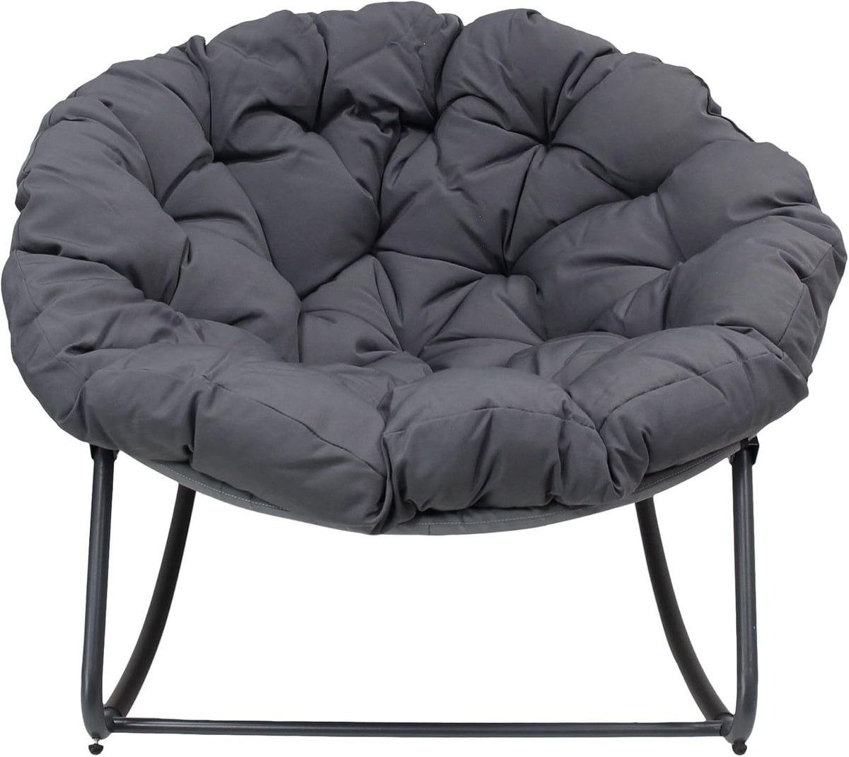 FRANK FLECHTWAREN Schaukelsessel Relax aus Metall mit Polsterung in Anthrazit, Terrasse, 150 kg, 105 cm, 75 cm, 13 cm