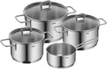 Silit Alicante Topfset Induktion 4-teilig, 16 cm, 1,9 l, 20 cm, 3,8 l, 24 cm, 250 °C, Edelstahl
