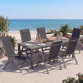 Devoko Gartenmöbel Set 6 stühle mit Tisch, Gartentisch, Aluminiumtisch, 73 cm, 189 cm