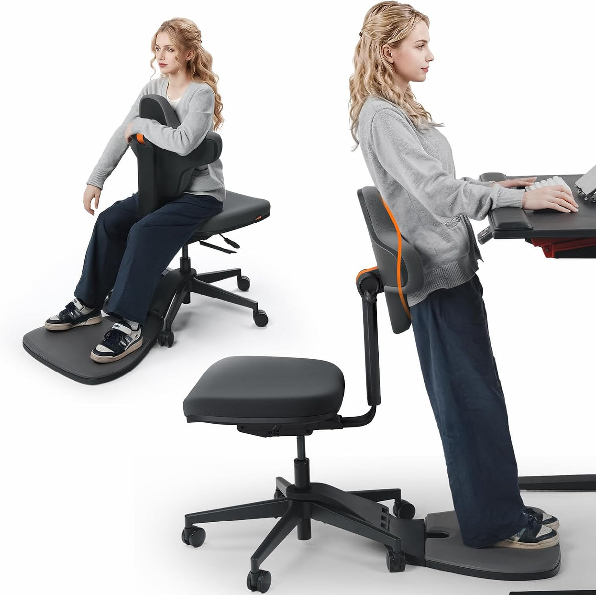 Newtral Stehpult-Stuhl, Pferdesattel-Stuhl, 150 kg, 41 cm, 53 cm