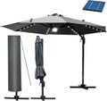 BRAST Alu Sonnenschirm Ampelschirm, Garten, 300 cm, 330 cm, 200 g, 3m, 4 cm, 21 kg, LED, Aluminium, Grau