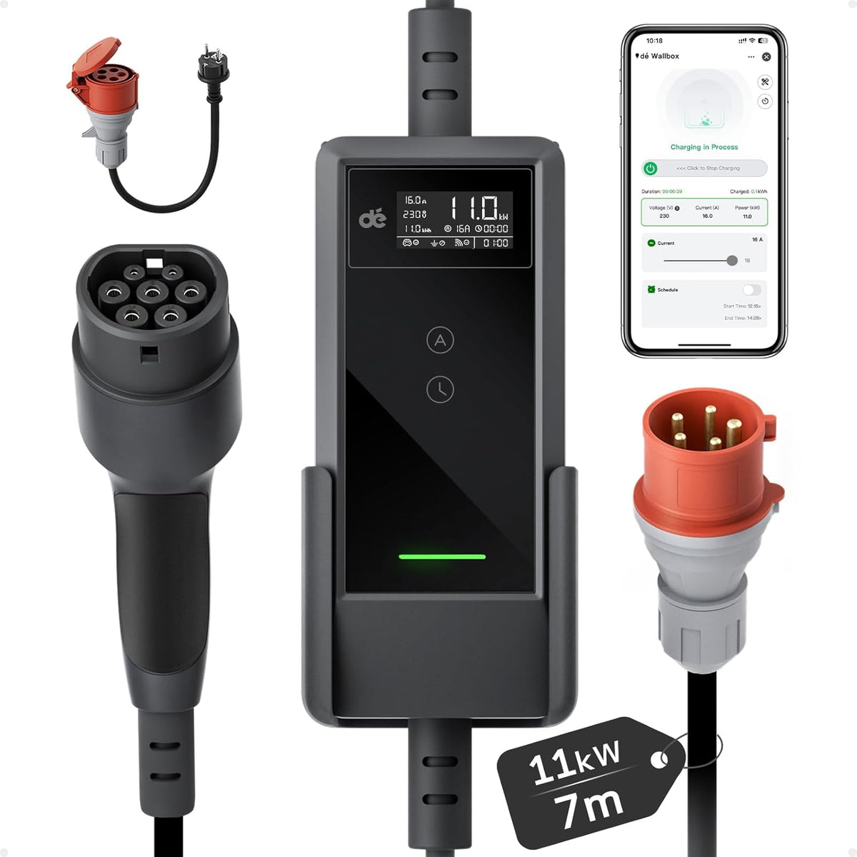 Dé Mobile Wallbox 11 kW mit APP [7 m, Outdoor, 7m, 15,5m, 27m, 22 kW, WLAN