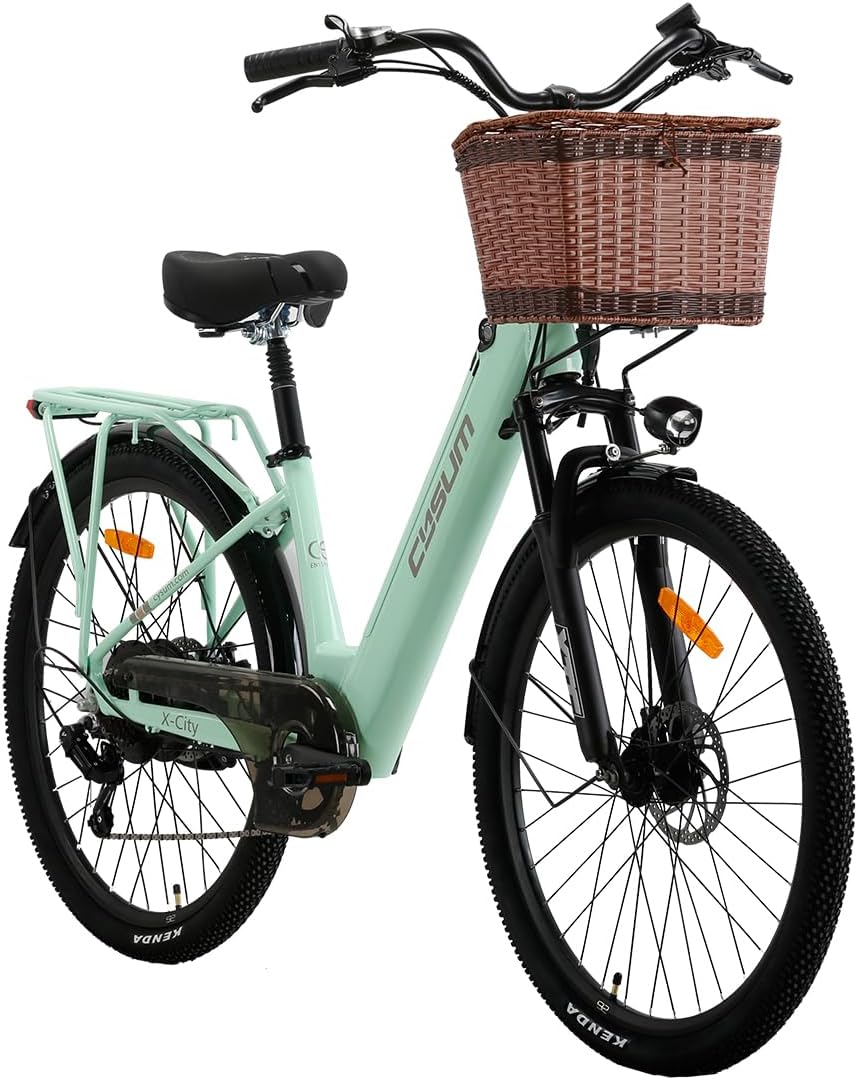 Cysum X-City Elektrofahrrad für Erwachsene, Damenfahrrad, Stadtfahrrad, 25 km/h, 160-185 cm, 1,95 Zoll, 48 V, 500 Wh