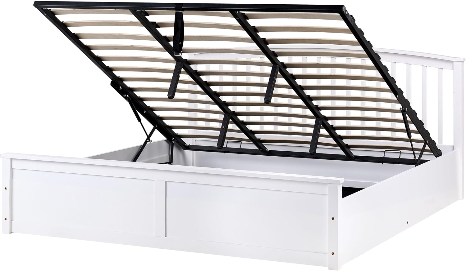 Beliani Holzbett weiß mit Bettkasten Lattenrost 180 × 200 cm hochklappbar Skandi Clarbec, Doppelbett