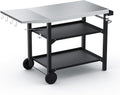 Onlyfire Grillwagen 120 cm mit Edelstahl Arbeitsplatte, Grilltisch, BBQ-Tisch, 53 cm, 90 kg, Schwarz