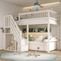 Bett Etagen 90 × 200 Jovify, Größe: 205 × 133, 5 × 173 cm, 90 × 200, Kinder, Massivholz, Ohne Matratze, Weiß, Stauraum