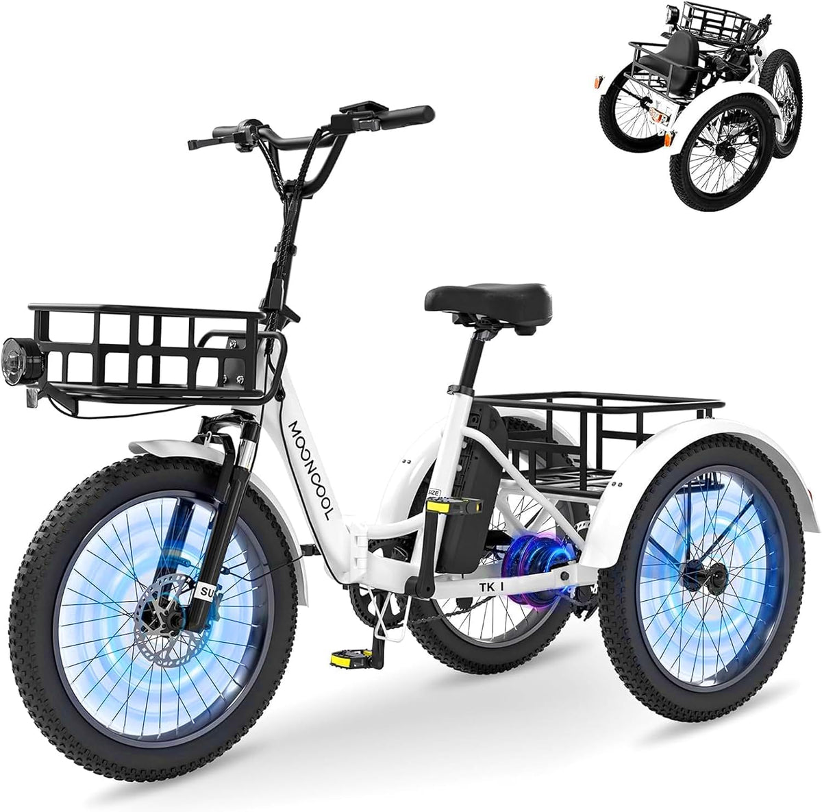 MOONCOOL E Bike Dreirad Klapprad, 6–8 Stunden, 25 km/h, 2,1 m, IP65