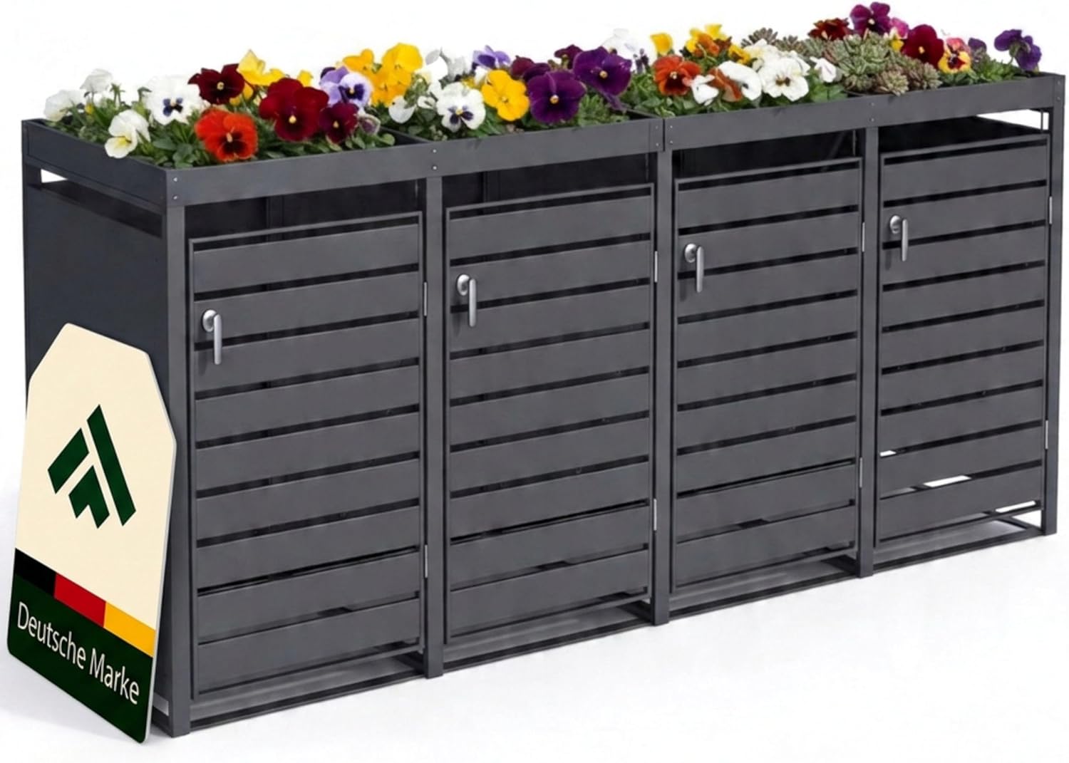 Novaterra Mülltonnenbox Metall Anthrazit für 4 × 240 l - Mülltonnenunterstand mit, Optisch, Garten