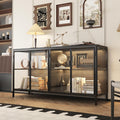 Caldion Modernes Glasvitrine mit LED-Beleuchtung, Vitrinenschrank, Glasschrank, Schlafzimmer, 10 KG, 5 KG, Schwarz