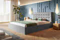 Bettgestell Bett 160 200 AlpiMeble, Polsterbett mit Bettkasten und Holzrahmen, Modern Betten, Weicher Jasminstoff, Kollektion Rio, grau, Stauraum