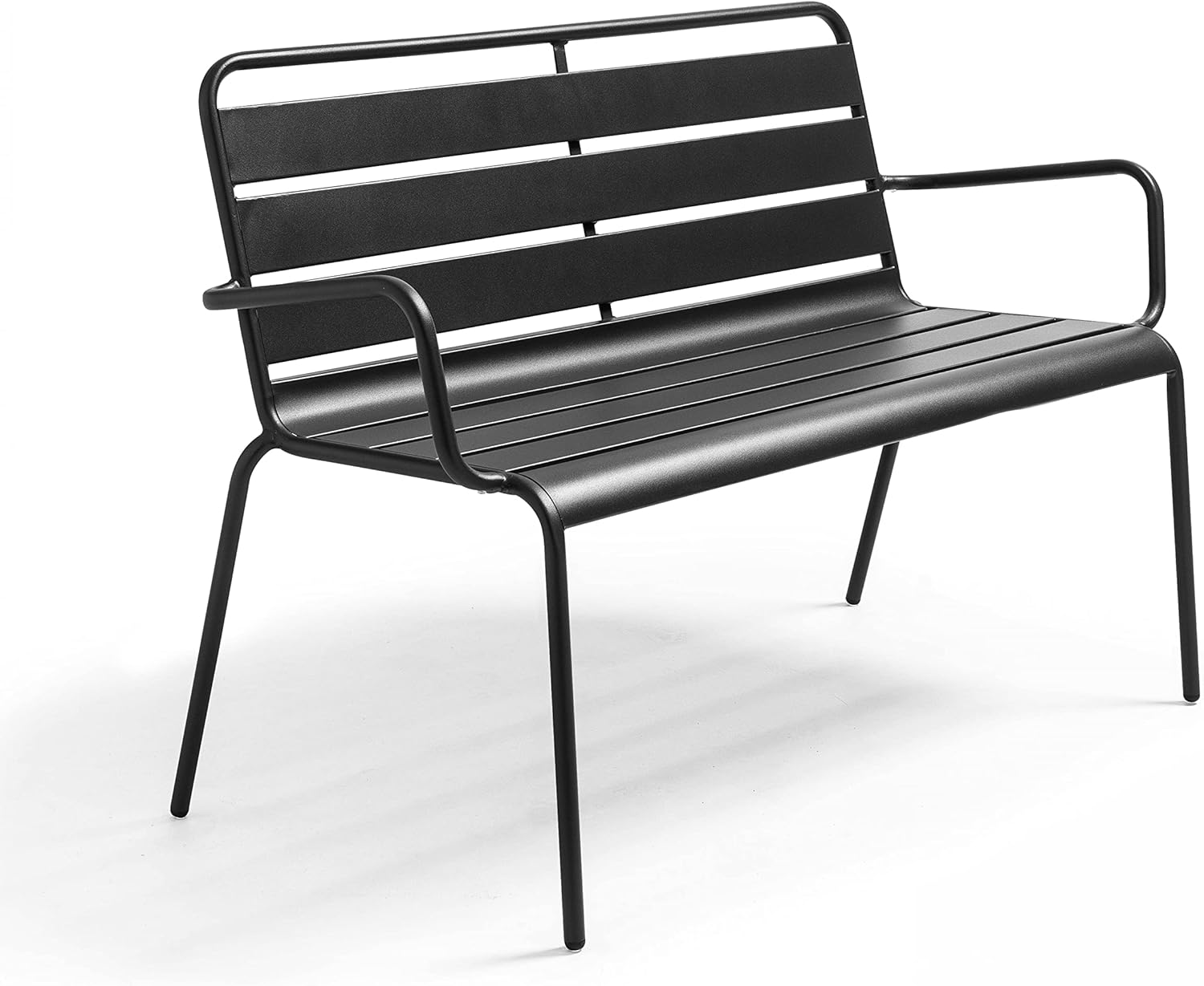 Oviala Gartenbank aus Metall, 85 cm, 55 cm, 126 cm, 12 kg, Grau