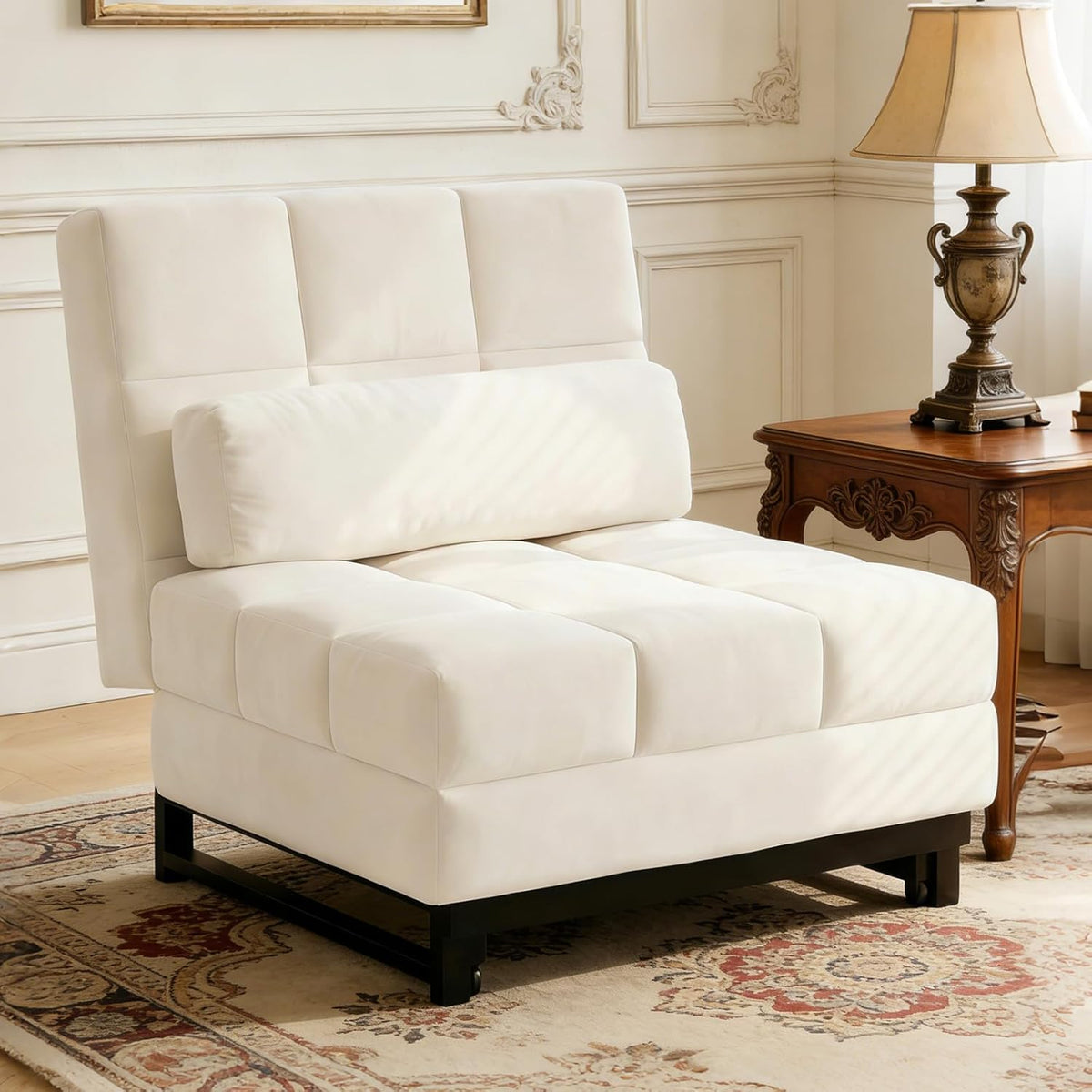 Generisch 3-in-1 Umwandelbarer Schlafsessel mit Kissen, Einzelbett, Samtstoff-Schlafsofa, 150 KG, 10 Minuten
