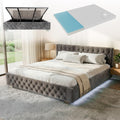 Juskys Polsterbett Nizza 180 × 200 cm mit Matratze, Gästebett, Kaltschaummatratze, Schlafzimmer, 250 kg