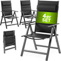 Casaria Gartenstühle 4er Set Klappbar Gepolstert Alu 8- Fach Verstellbar 120 kg, Gartensessel, Klappstuhl, Terrasse