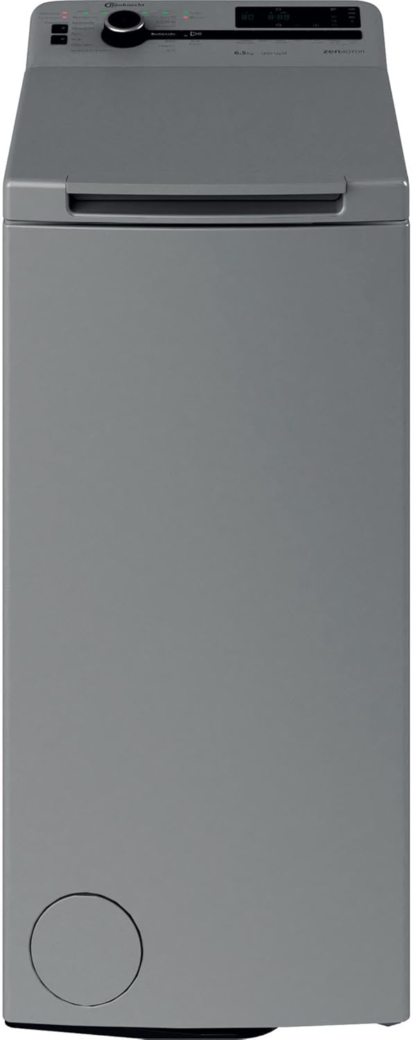 Bauknecht WMT Silver 6513 D4 Toplader-Waschmaschine, 20 °C, 30 Minuten, 72 dB, 58 kWh, 150 cm, 57 kg